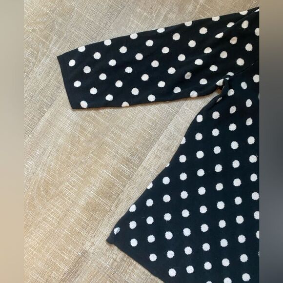 J. MCLAUGHLIN Silk Polka Dot Sweater Women’s Large Black White Knit Preppy Y2K - Picture 6 of 9